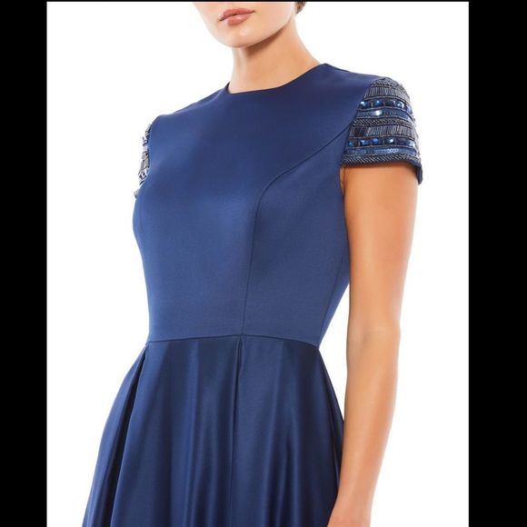 MAC DUGGAL ELEGANT HAND-BEADED CAP SLEEVE A-LINE GOWN - Picture 4 of 10